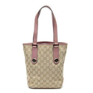 Gucci Charmy Bucket Tote Pink Beige GG Canvas